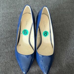 Madeline Navy Blue Patent Pointed-Toe Pumps